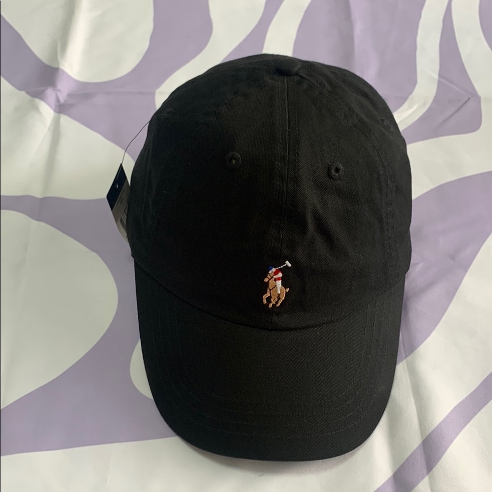 Black Polo by Ralph Lauren Embroidered Baseball Cap